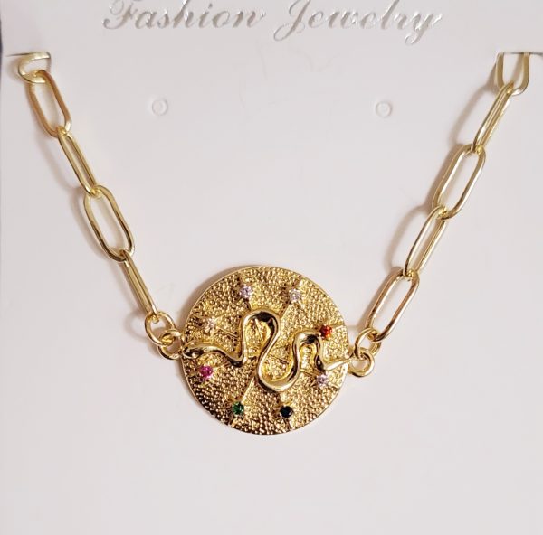Pulsera de cadena y placa con serpiente - Imagen 3