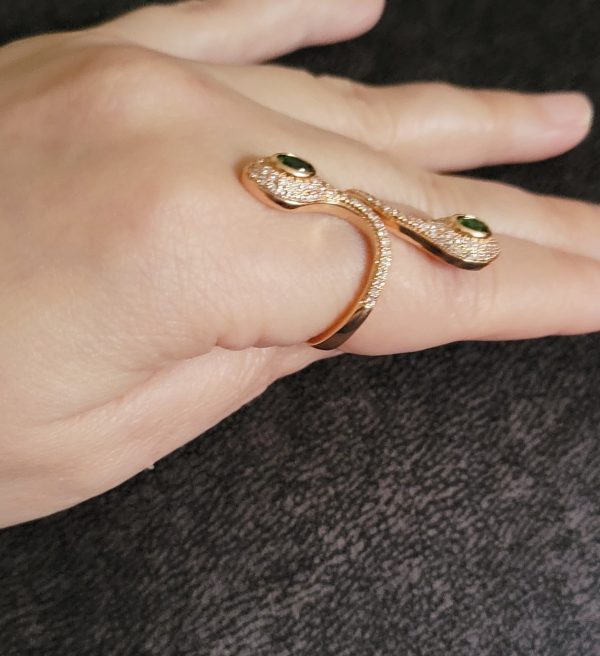 Anillo serpiente ojos verdes - Imagen 2