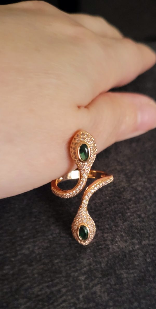 Anillo serpiente ojos verdes - Imagen 3