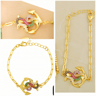 Pulsera de cadena ancla y serpiente