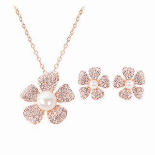 Juego arete y cadena flor