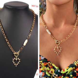 Collar corazón y perla