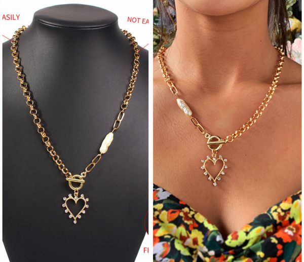 Collar corazón y perla